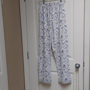 Men's plus size XXXL lounge pajamas pants white geometric pattern